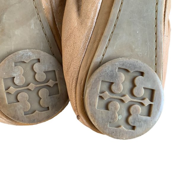 Tory Burch Women's Eddie Lamb Leather Ballet Flats in Royal Tan Size 6.5 - Picture 10 of 11